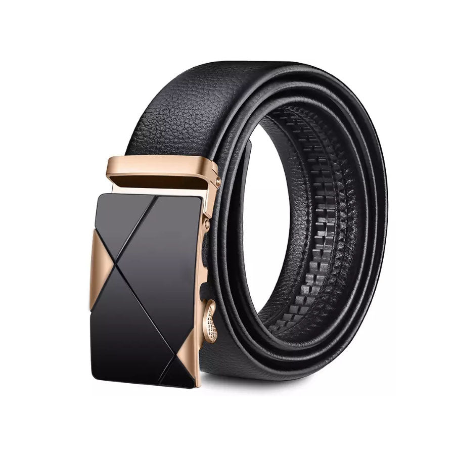 Men's Leather Belt with Automatic Buckle