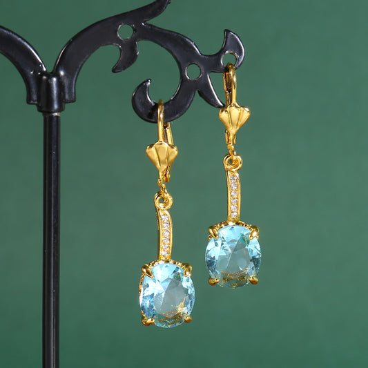 Zircon Drop Dangle Earrings 14K Plated Jewelry For Women
