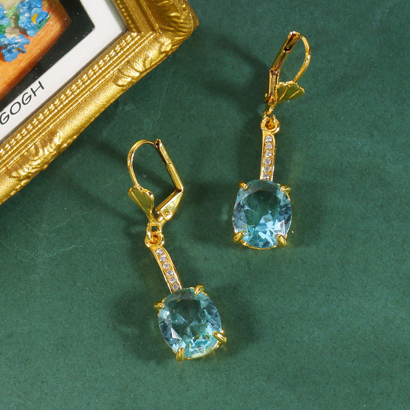 Zircon Drop Dangle Earrings 14K Plated Jewelry For Women