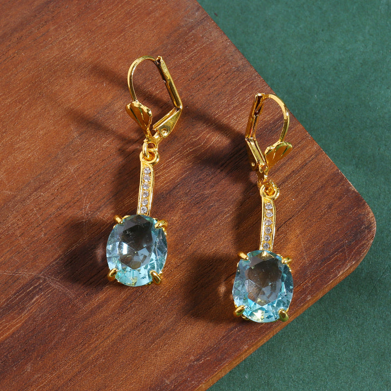 Zircon Drop Dangle Earrings 14K Plated Jewelry For Women