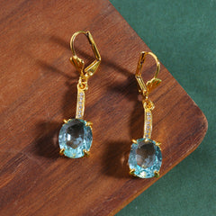 Zircon Drop Dangle Earrings 14K Plated Jewelry For Women