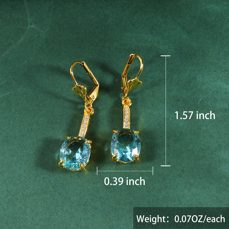 Zircon Drop Dangle Earrings 14K Plated Jewelry For Women