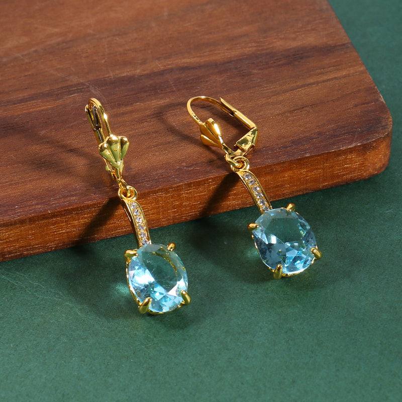 Zircon Drop Dangle Earrings 14K Plated Jewelry For Women