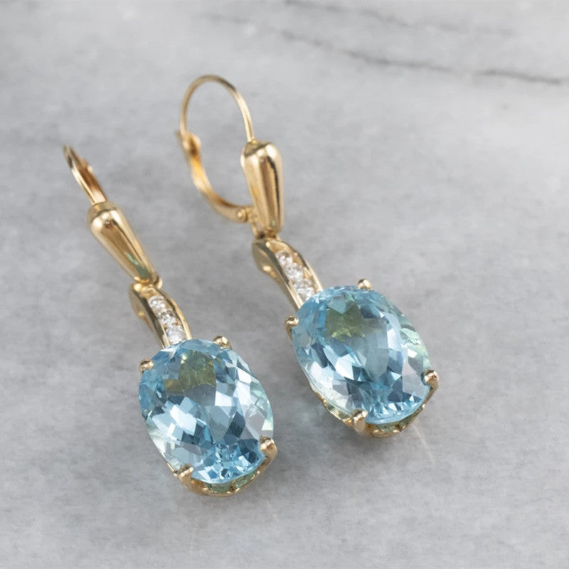 Zircon Drop Dangle Earrings 14K Plated Jewelry For Women