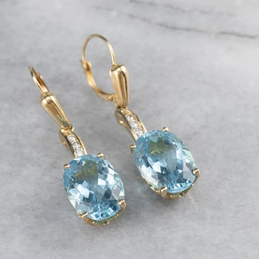 Zircon Drop Dangle Earrings 14K Plated Jewelry For Women