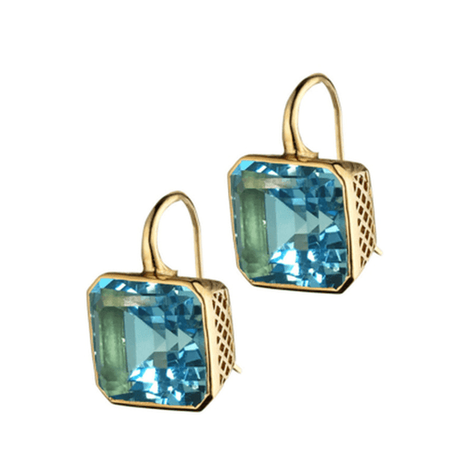 Square Zircon Hook Earrings 14K Plated 1Pair
