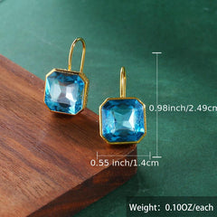 Square Zircon Hook Earrings 14K Plated 1Pair