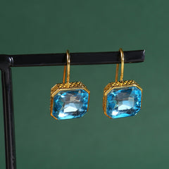 Square Zircon Hook Earrings 14K Plated 1Pair