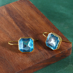 Square Zircon Hook Earrings 14K Plated 1Pair