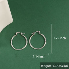 Vintage Style Big Hoop Earrings 925 Silver Plated Jewelry For Women