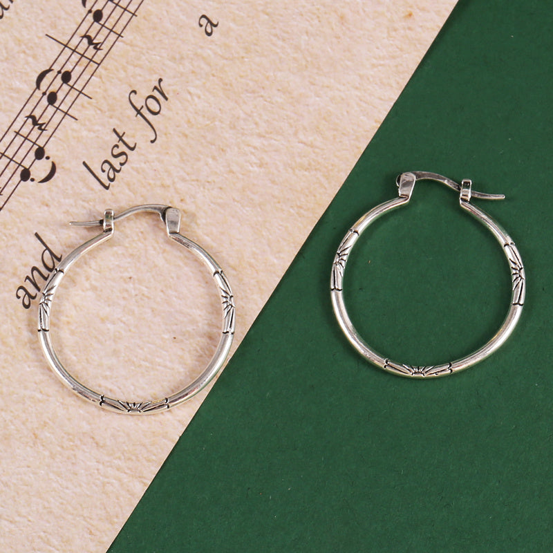 Vintage Style Big Hoop Earrings 925 Silver Plated Jewelry For Women