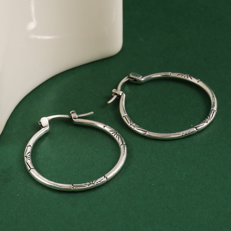 Vintage Style Big Hoop Earrings 925 Silver Plated Jewelry For Women