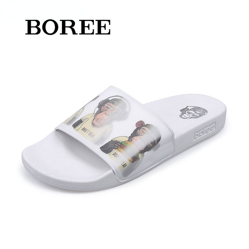 BOREE Men's Monkey Printed Slippers Casual Indoor Home Shoes For Summer