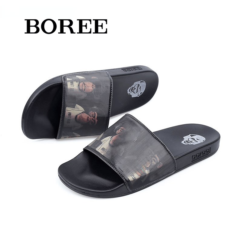 BOREE Men's Monkey Printed Slippers Casual Indoor Home Shoes For Summer