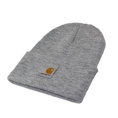 Men's Grey Knit Cuffed Beanie Hat