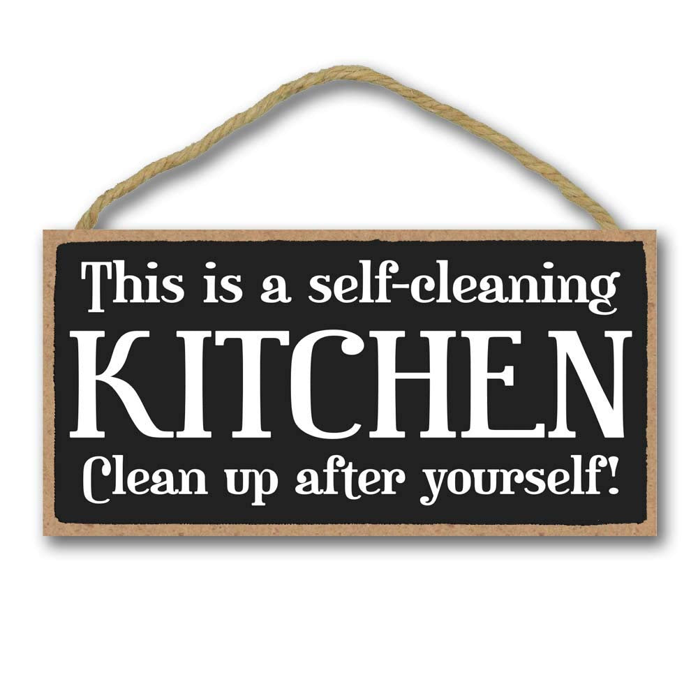 Self Cleaning Kitchen Hanging Wall Art Decorative Wood Sign Home Decor