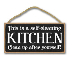 Self Cleaning Kitchen Hanging Wall Art Decorative Wood Sign Home Decor