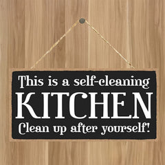 Self Cleaning Kitchen Hanging Wall Art Decorative Wood Sign Home Decor