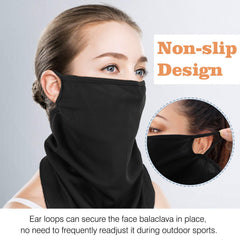 Women Neck Gaiter Face Mask Balaclava With Ear Loop Filter Dust Mask Scarf