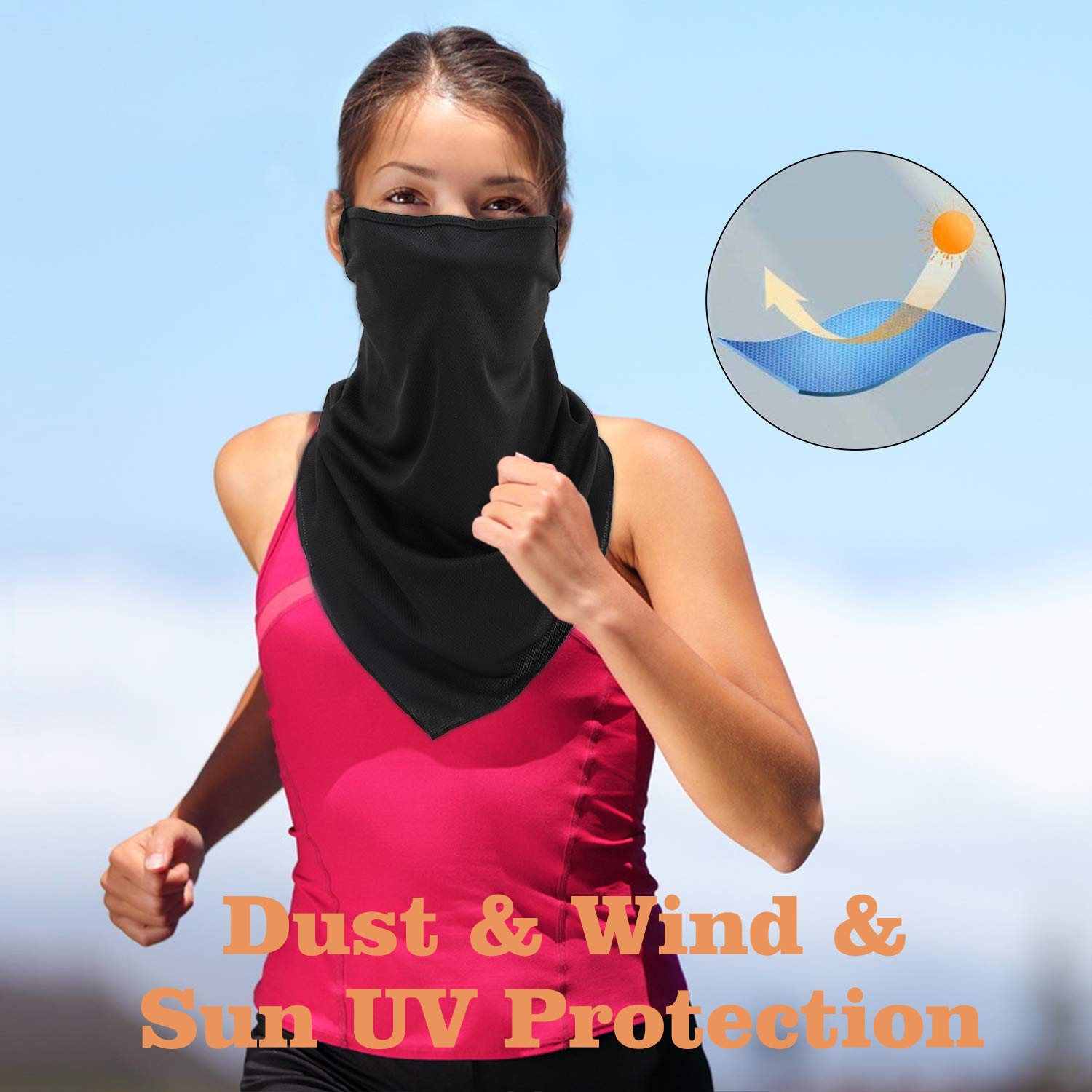Women Neck Gaiter Face Mask Balaclava With Ear Loop Filter Dust Mask Scarf