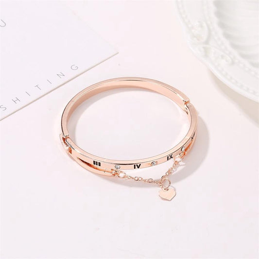 Men's Rome Numeral Heart Stainless Steel Bracelet