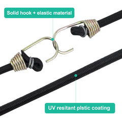 15Pcs Elastic Bungee Cords With Hooks Rubber Straps