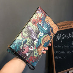 Animal Print Envelope Clutch Bag Men's Leather Handbag