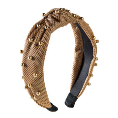 Velvet Bow Hairband Faux Pearl Wide Edge Hair Hoop for Girls