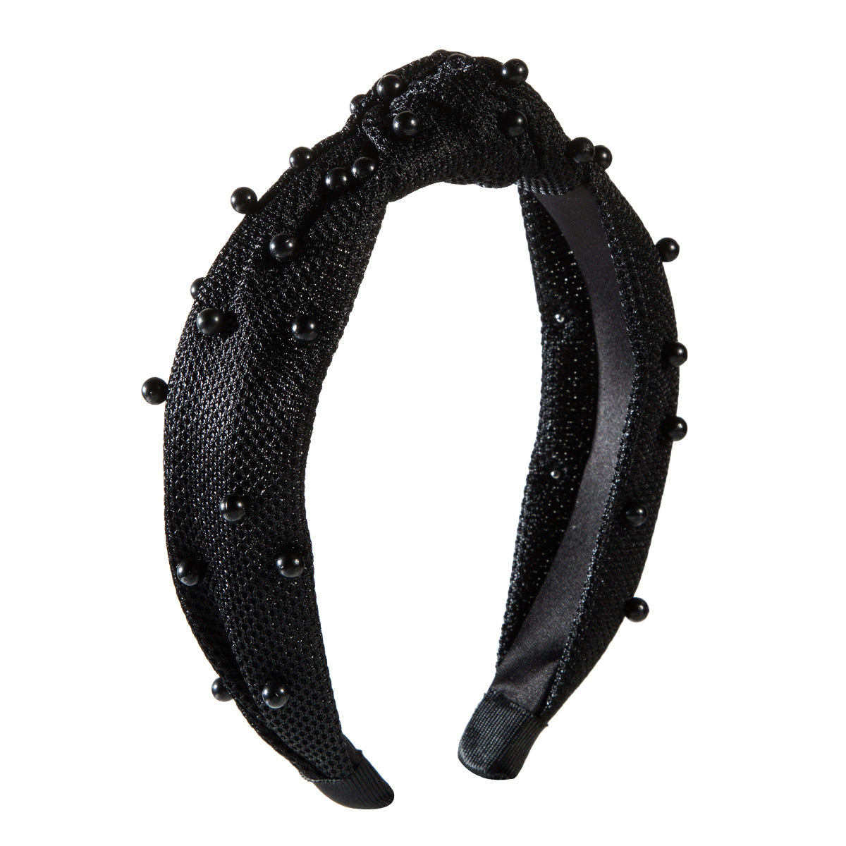 Velvet Bow Hairband Faux Pearl Wide Edge Hair Hoop for Girls