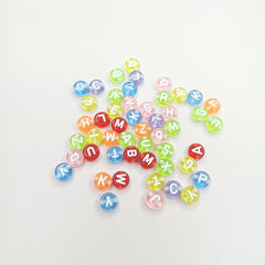 Colorful Transparent Round Alphabetic Letter Beads For Jewelry