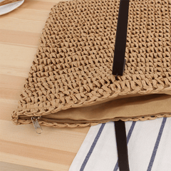 Large Capacity Casual Straw Bag Solid Hand-woven