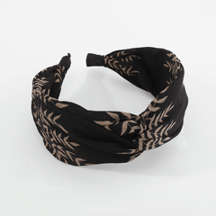 Plant Printed Fabric Headband Cross Knot Hair Hoop Hair Ornament
