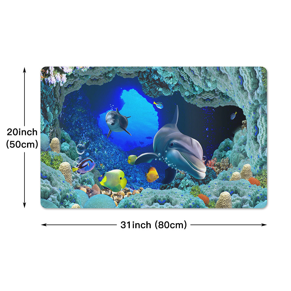3D Kitchen Rug Dolphin Ocean Fish Printing Floor Mat