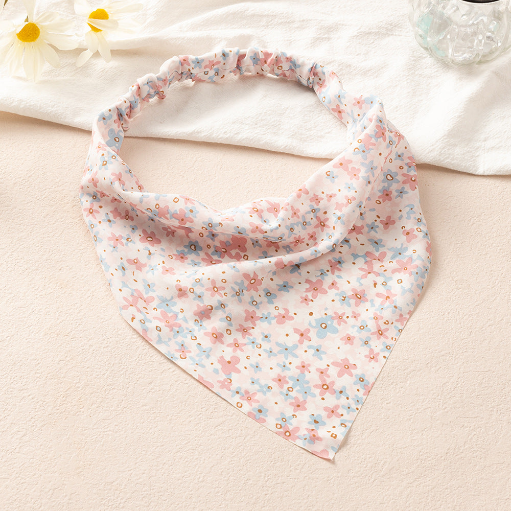 Floral Printed Chiffon Headbands Elastic Bandana Hair Scarf