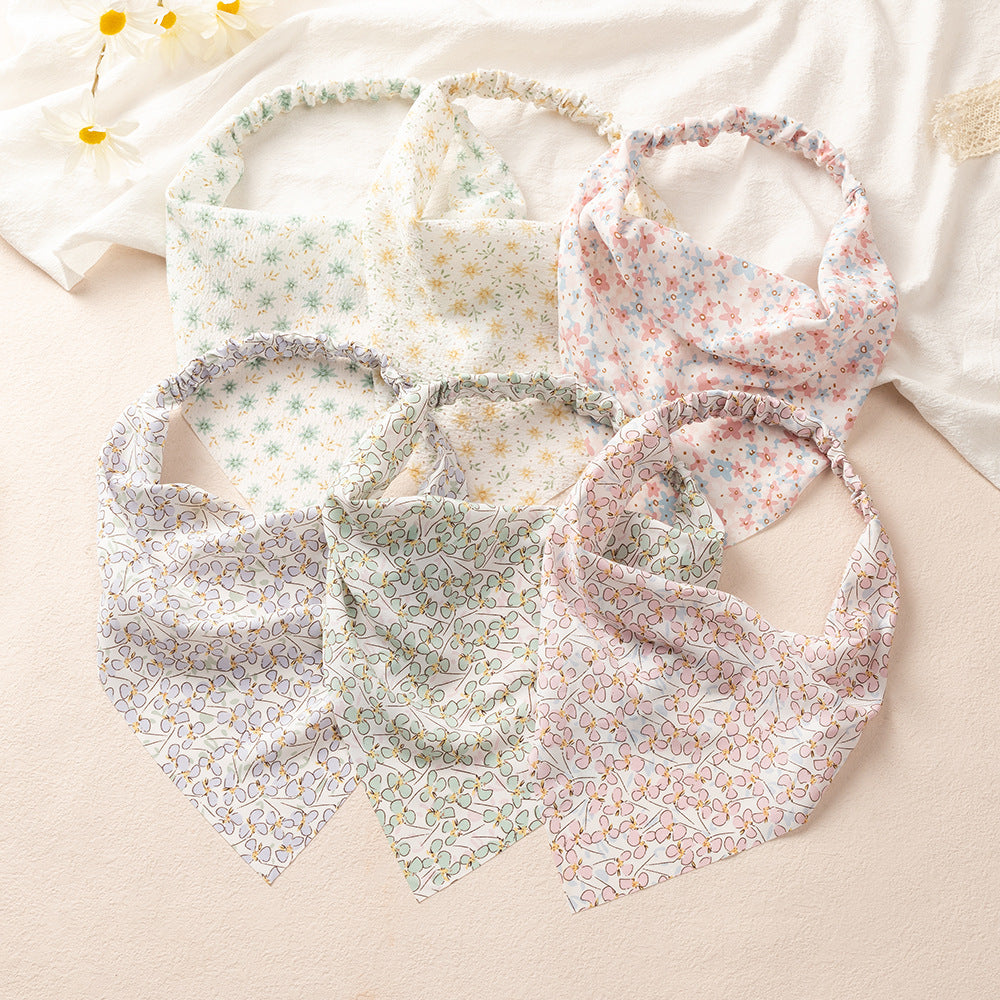 Floral Printed Chiffon Headbands Elastic Bandana Hair Scarf