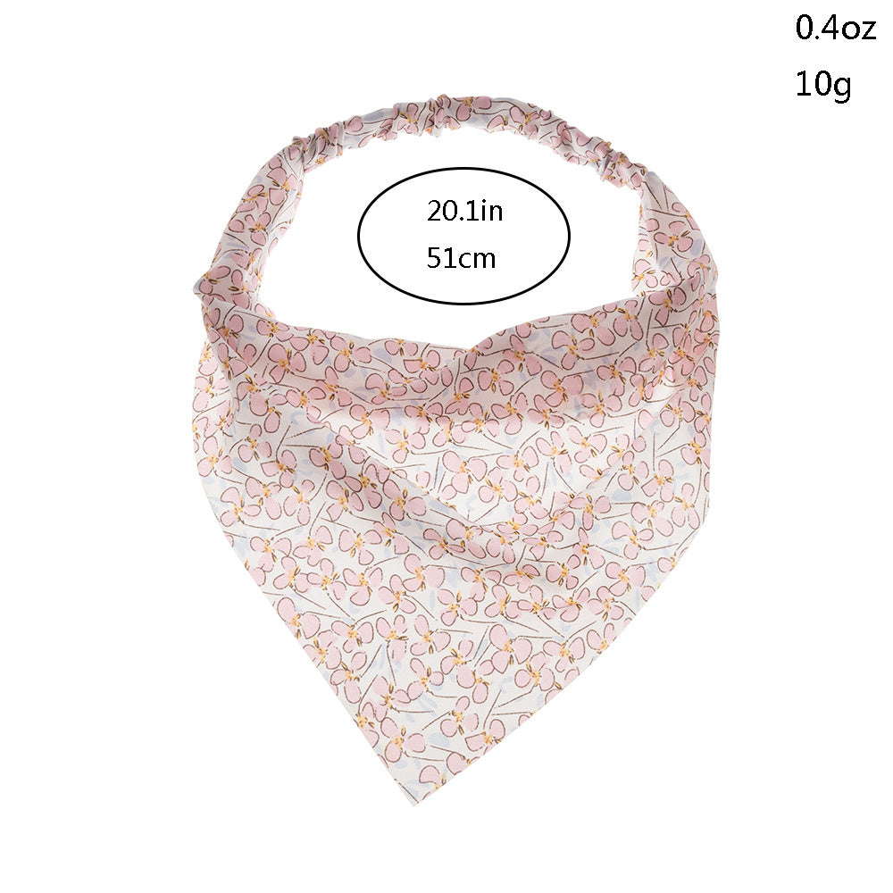Floral Printed Chiffon Headbands Elastic Bandana Hair Scarf