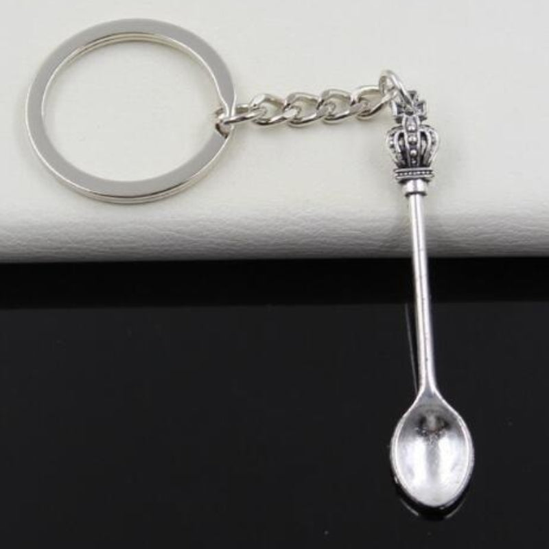 King Queen Crowned Spoon Keychain Necklace