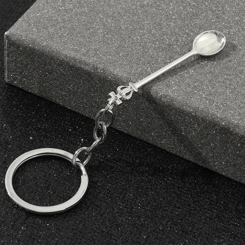 King Queen Crowned Spoon Keychain Necklace