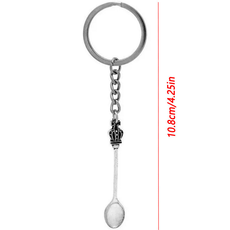 King Queen Crowned Spoon Keychain Necklace