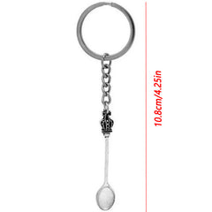 King Queen Crowned Spoon Keychain Necklace