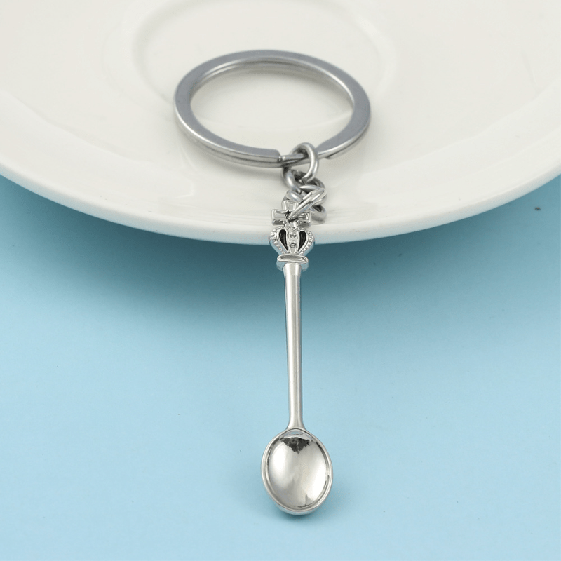 King Queen Crowned Spoon Keychain Necklace