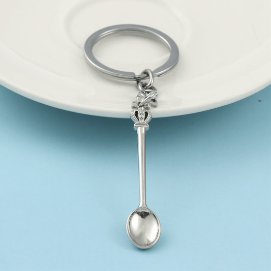 King Queen Crowned Spoon Keychain Necklace