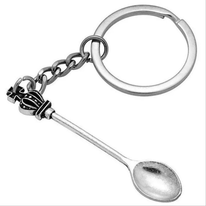 King Queen Crowned Spoon Keychain Necklace