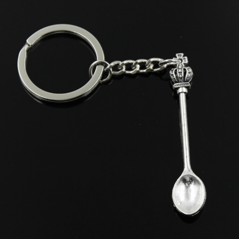 King Queen Crowned Spoon Keychain Necklace