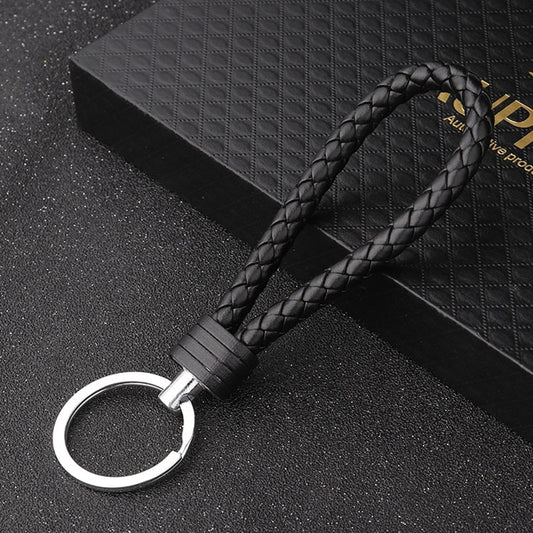 Men's Leather Rope Woven Keychain