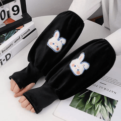 Winter Rabbit Print Long Sleeves Arm Warmer for Women Girls