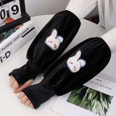 Winter Rabbit Print Long Sleeves Arm Warmer for Women Girls