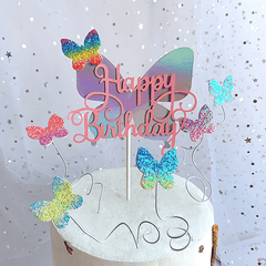 7 Piece Butterfly Cake Flag Set for Birthday Party