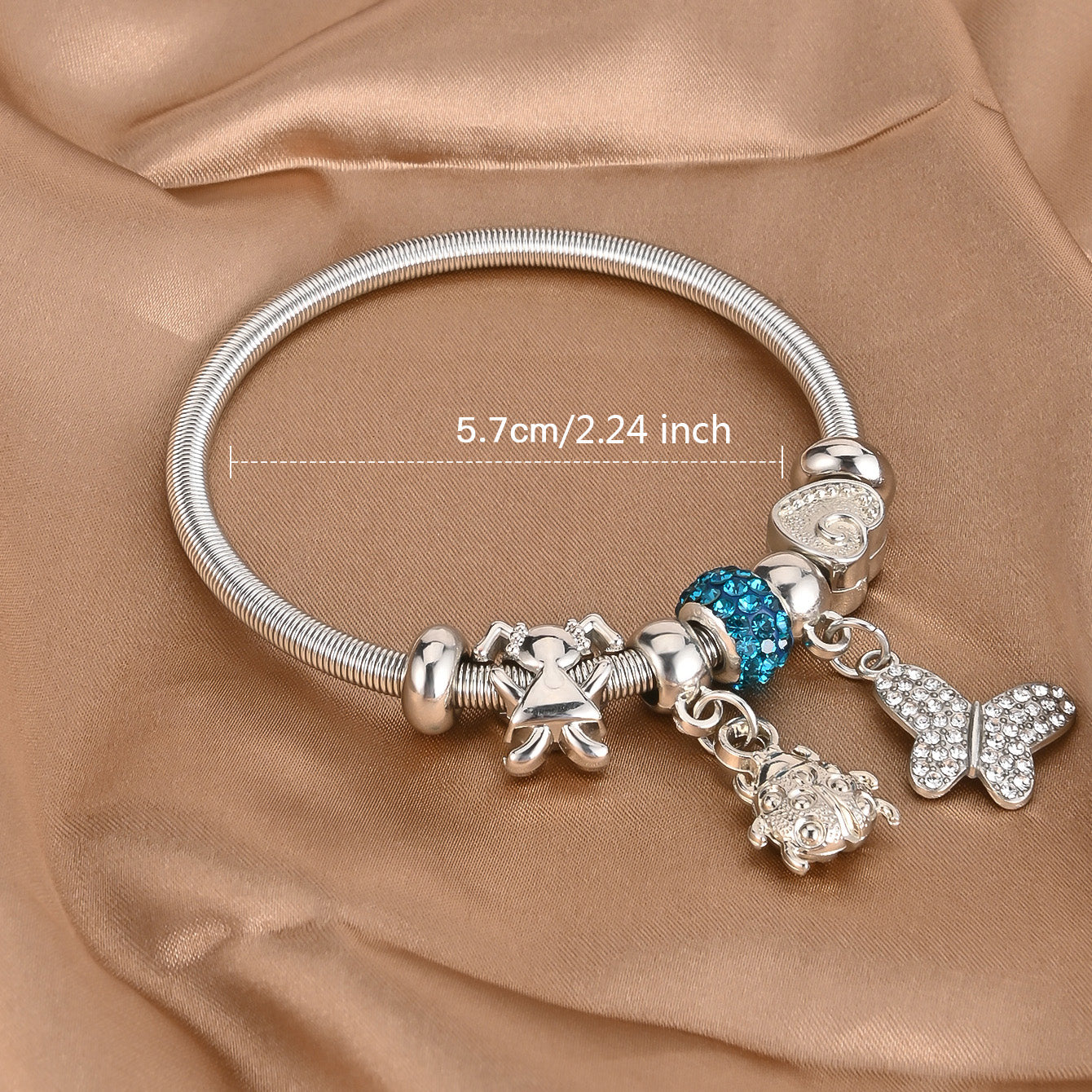 Elastic Spring Charm Bracelet Butterfly Pendant Hip Hop Style Jewelry