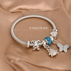 Elastic Spring Charm Bracelet Butterfly Pendant Hip Hop Style Jewelry